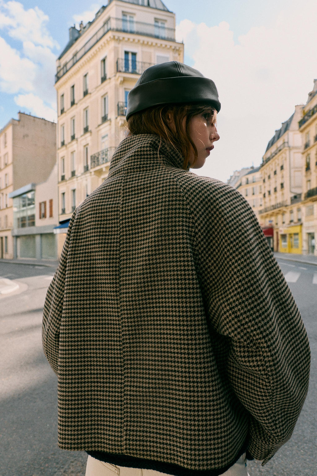 ZARA Houndstooth Frog-Fastening Jacket