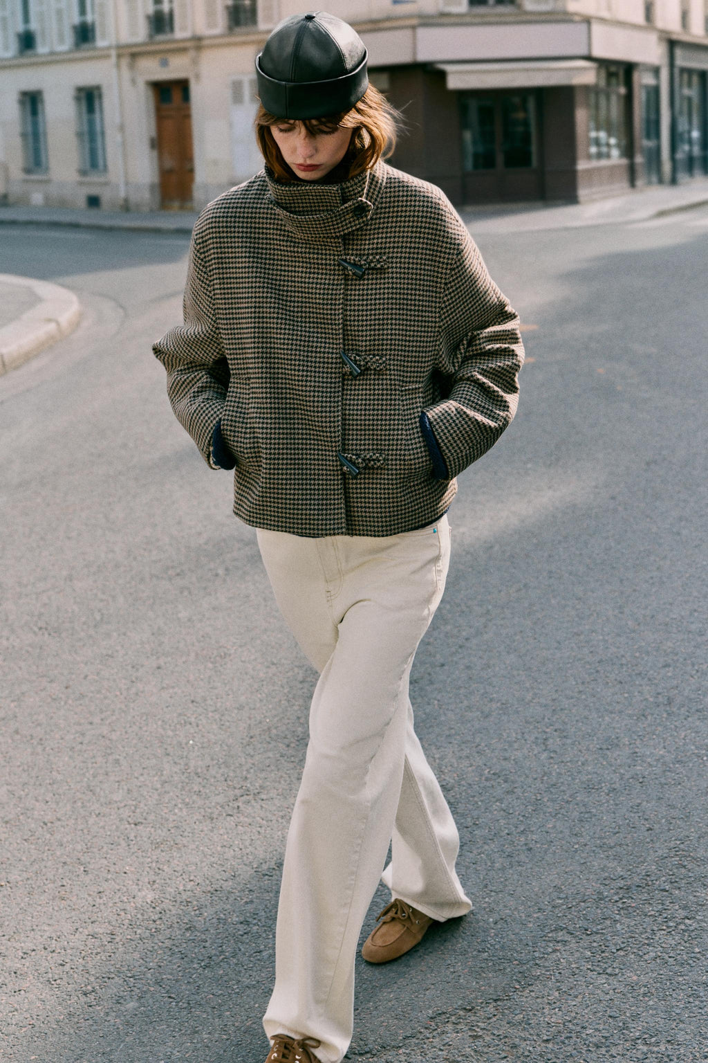 ZARA Houndstooth Frog-Fastening Jacket