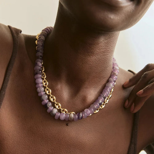 BaubleBar Joyce Semi-Precious Beaded Necklace – Light Amethyst