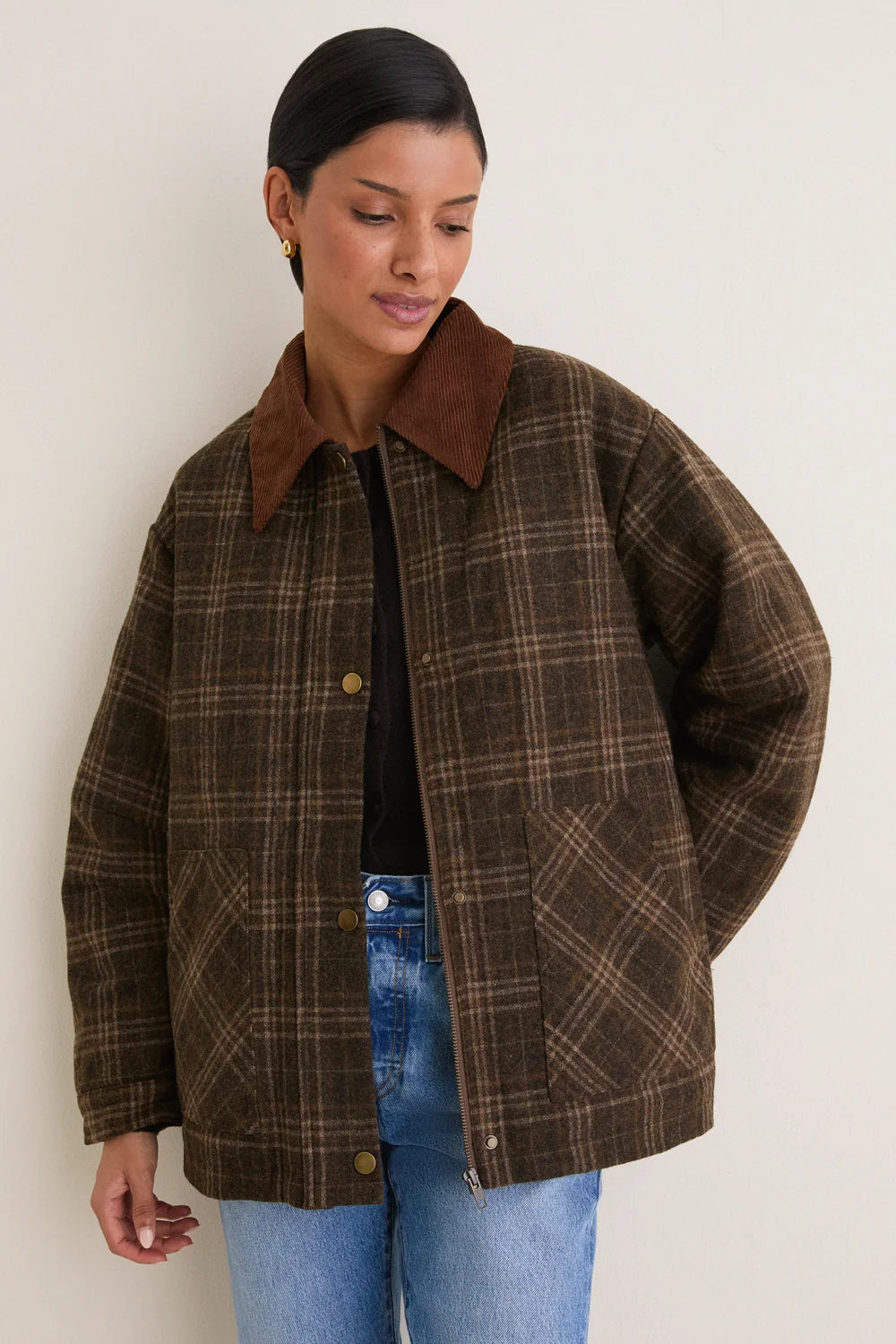 ASTR Brown Plaid Shae Jacket