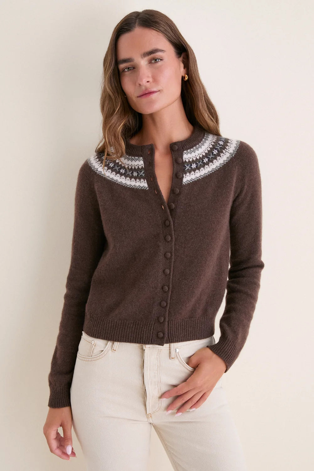 Tuckernuck Chocolate Fair Isle Cashmere Moritz Cardigan