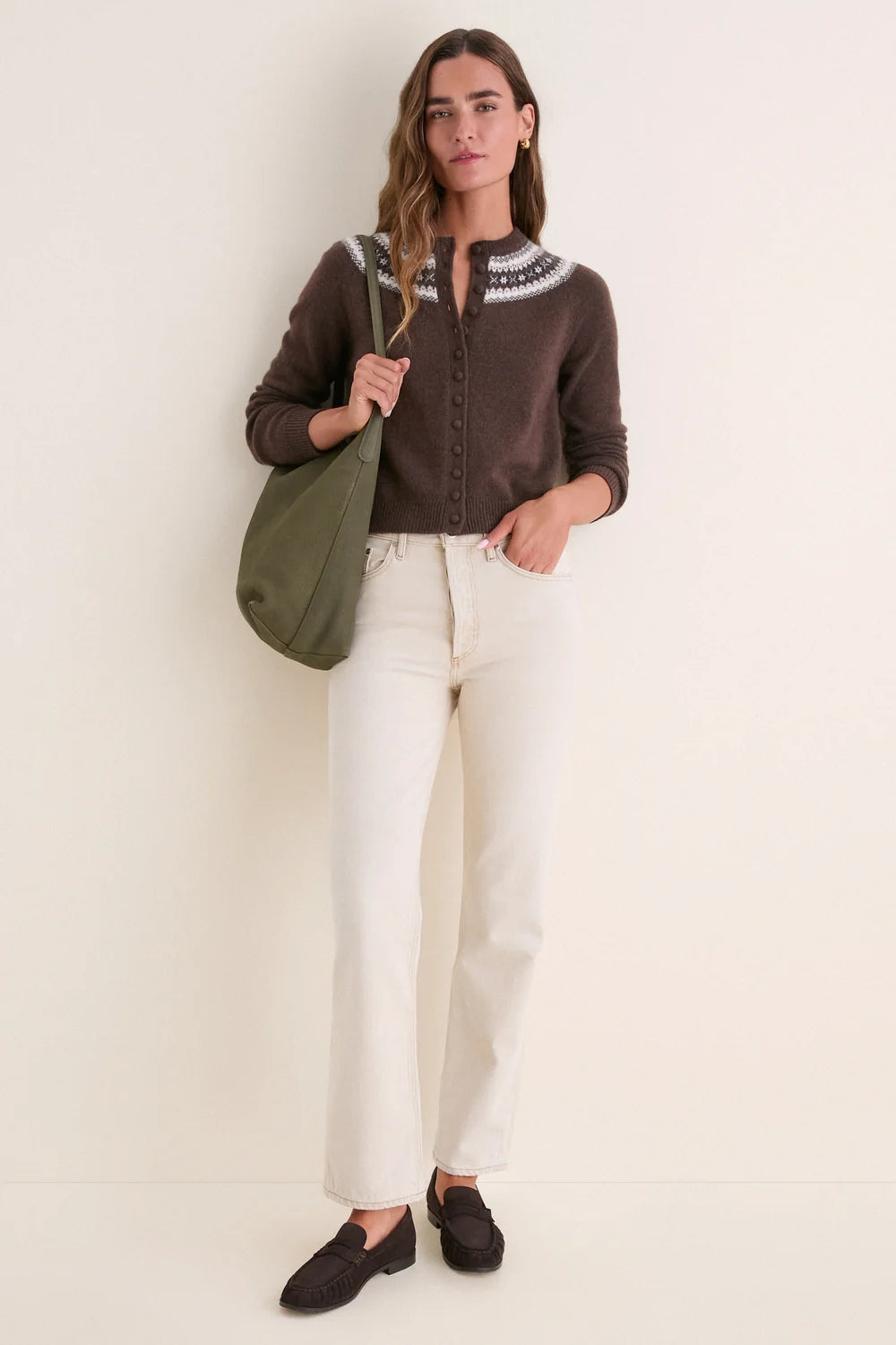 Tuckernuck Chocolate Fair Isle Cashmere Moritz Cardigan