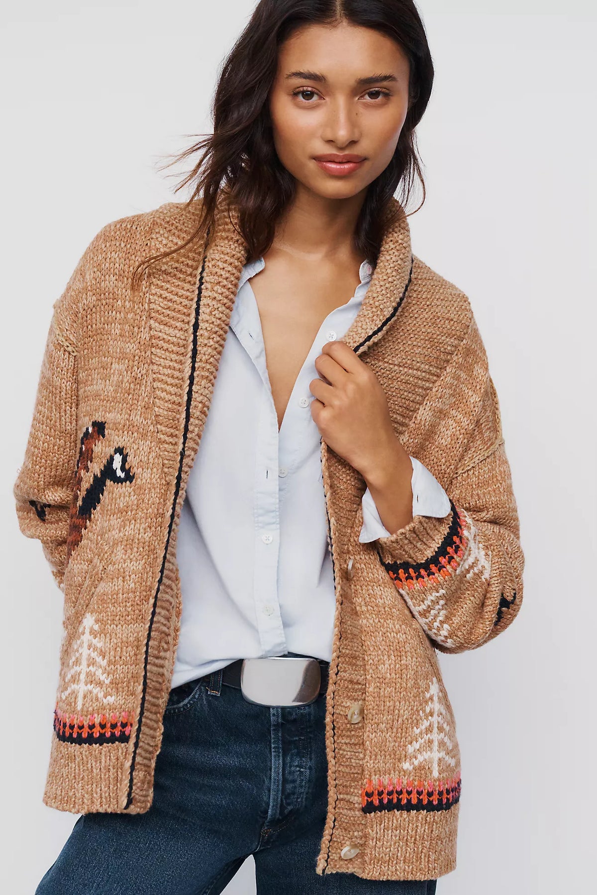 Pilcro Goose Cotton-Wool Blend Cardigan