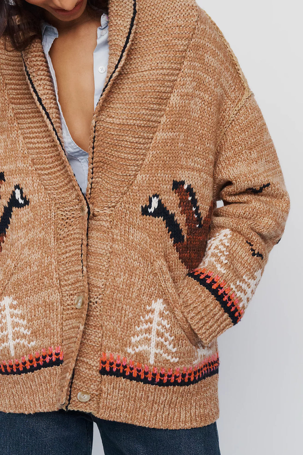 Pilcro Goose Cotton-Wool Blend Cardigan