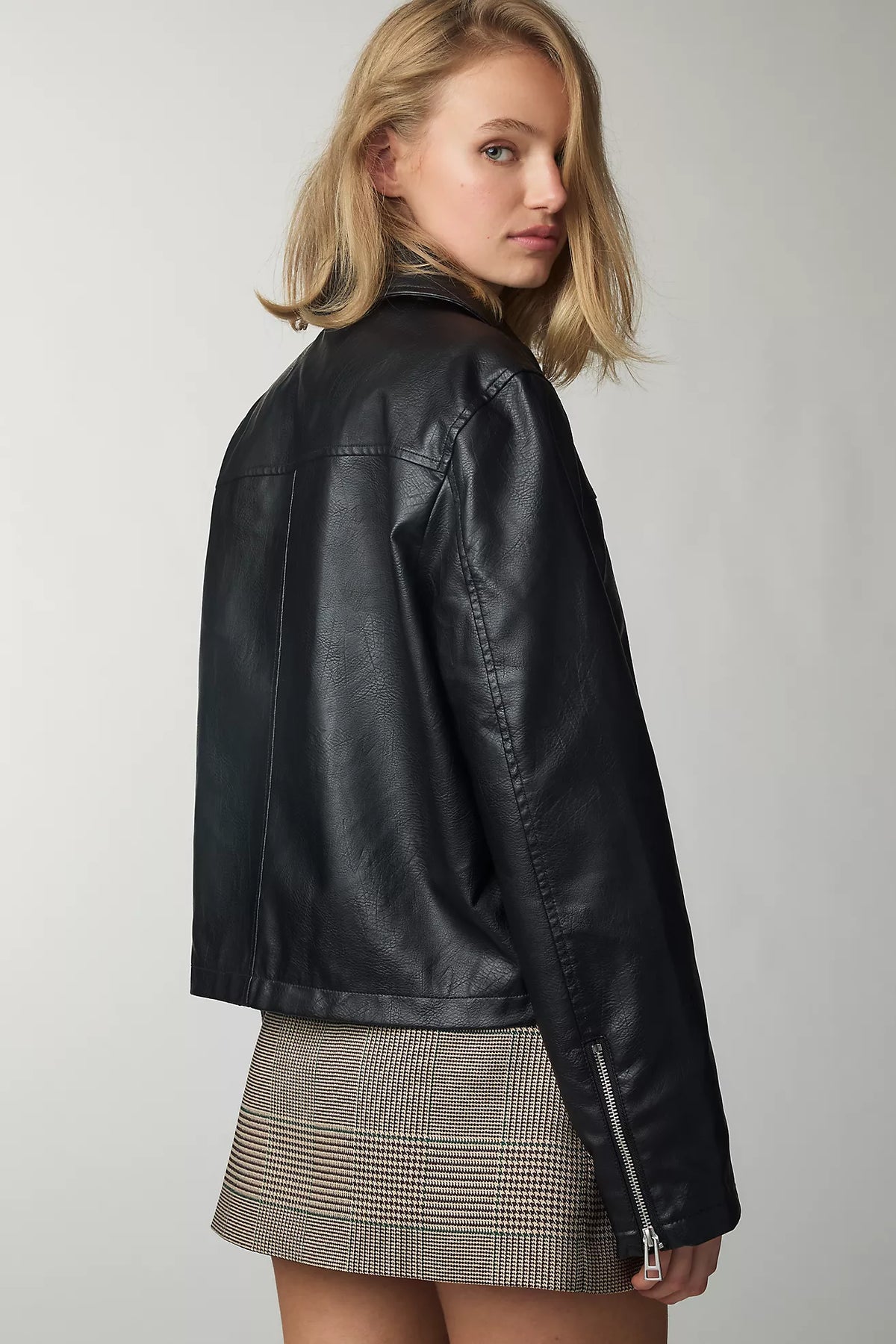 Pilcro Faux Leather Crop Moto Jacket