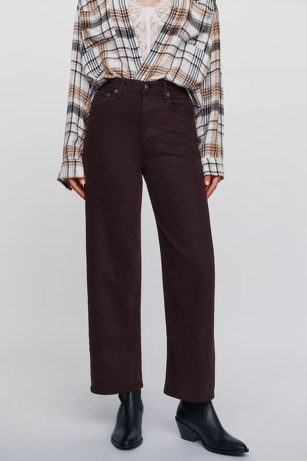 AGOLDE Ren Wide-Leg Jeans in Sloe Berry