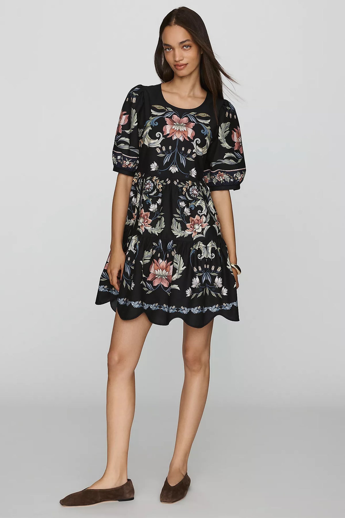 Farm Rio 100% Cotton Scalloped Mini Dress