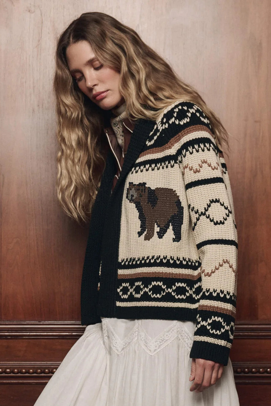 THE GREAT. Bear Lodge Cardigan in Black