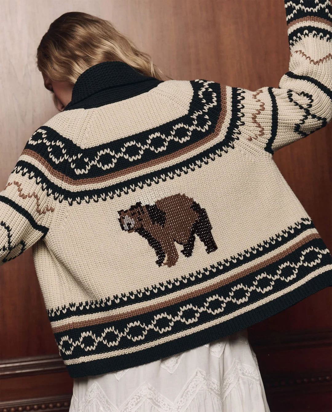 THE GREAT. Bear Lodge Cardigan in Black