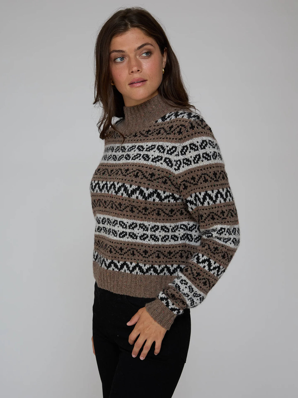 Autumn Cashmere Cropped Chunky Fair Isle Mock