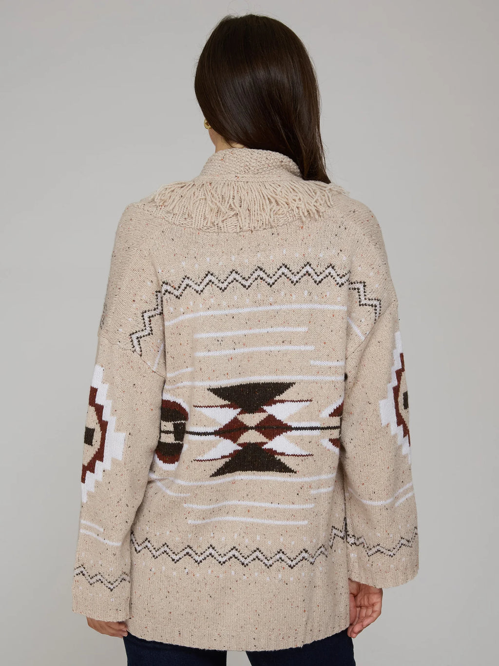 Autumn Cashmere Southwest Fringed Shawl Collar Throw