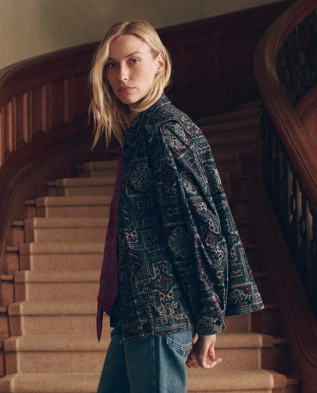 THE GREAT. Folsom Jacket in Heirloom Textile Print