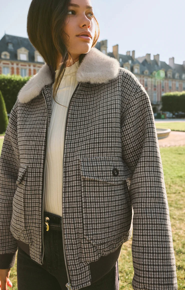 Z SUPPLY Tavi Plaid Bomber Jacket