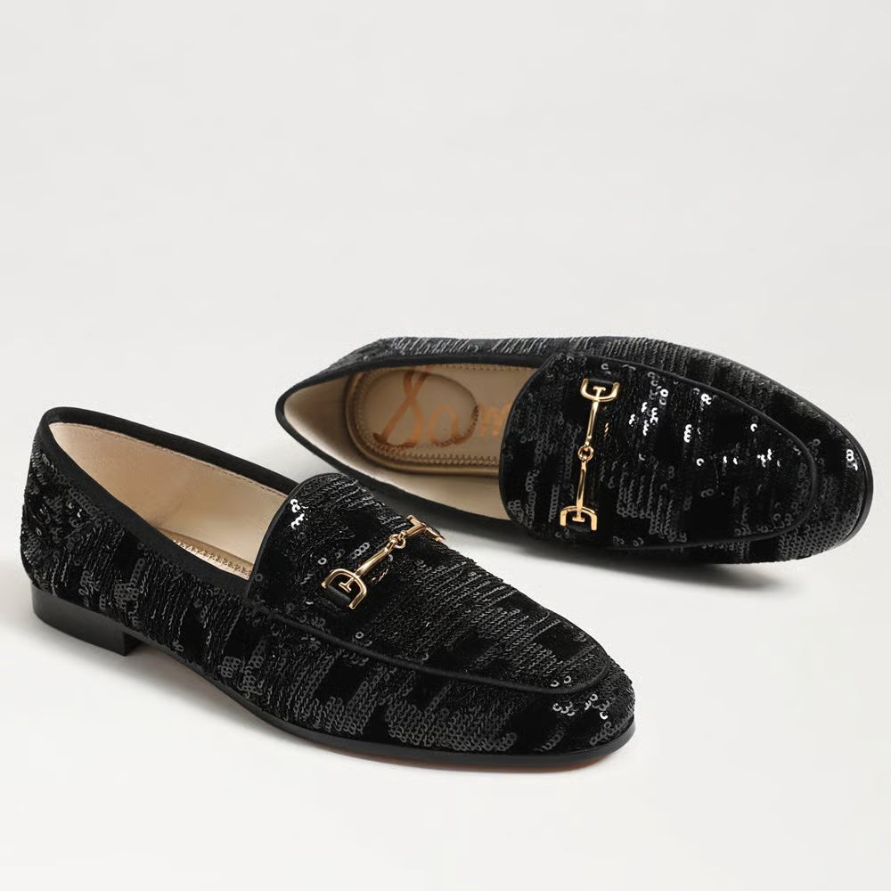 Sam Edelman Loraine Bit Loafer in Black Sequin Velvet