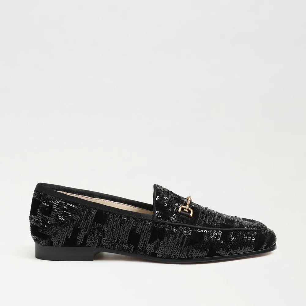Sam Edelman Loraine Bit Loafer in Black Sequin Velvet